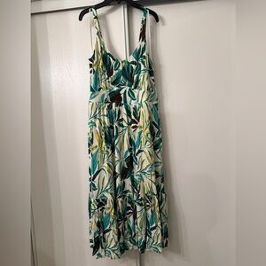 Torrid Green and White Tropical Print Midi Dress